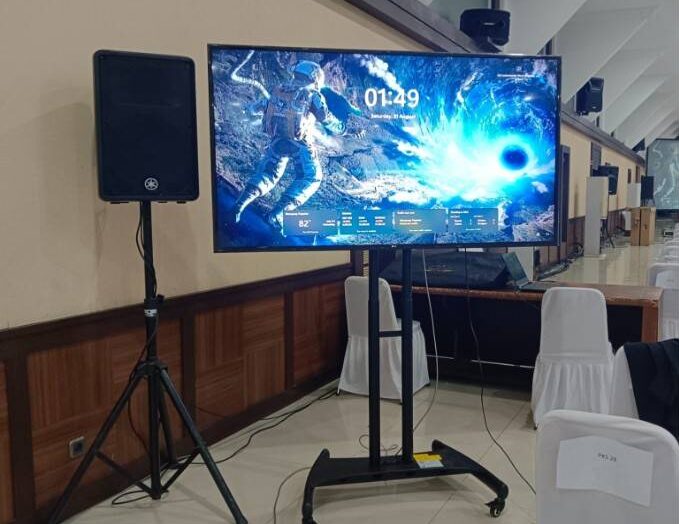 sewa LED TV 65 inch dan Speaker Portable di Graha Zeni Matraman Jakarta Timur